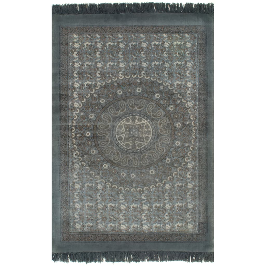 vidaXL Kilim matto puuvilla 120x180 cm kuviolla harmaa