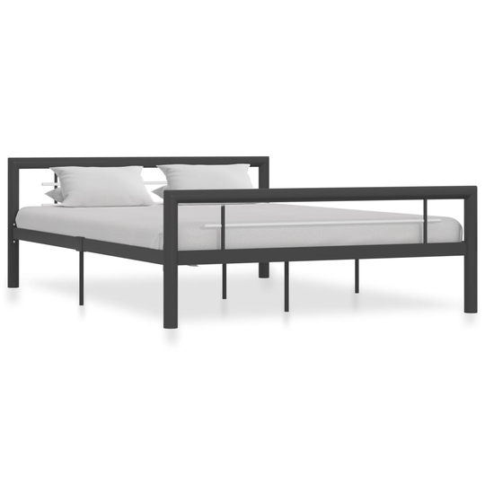 vidaXL Sängynrunko harmaa ja valkoinen metalli 120x200 cm