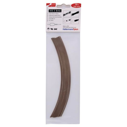 Hellermann Tyton HIS-3 Bag 1,5/0,5 Kutistesukka 1,5/0,5 x 200 mm, 10 kpl/pakkaus Ruskea