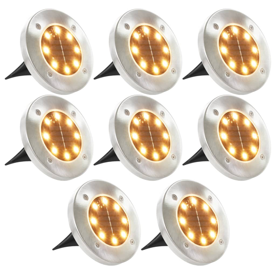 vidaXL Aurinkoenergia maavalaisimet 8 kpl LED lämmin valkoinen