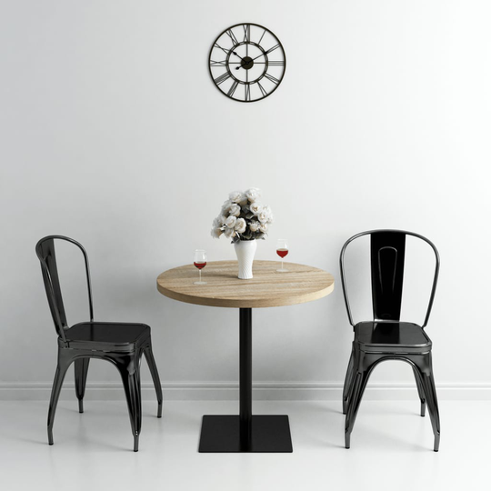 vidaXL Bistropöytä MDF ja teräs pyöreä 80x75 cm tammenvärinen