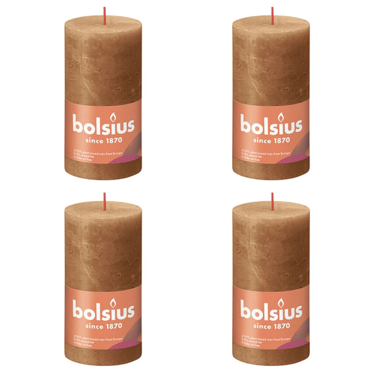 Bolsius Pilarikynttilät Shimmer 4 kpl rustiikkinen 130x68 mm mausteruskea