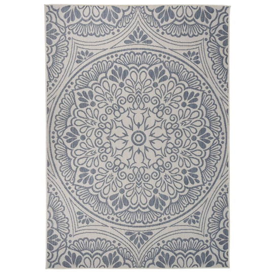 vidaXL Ulkomatto Flatweave 160x230 cm sininen kuvio