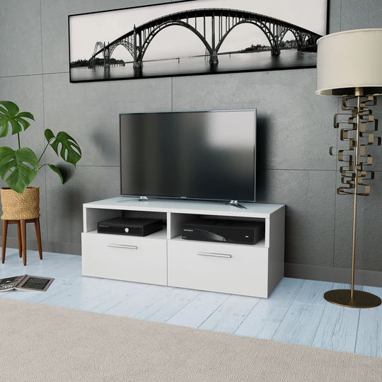 vidaXL TV-taso Lastulevy 95x35x36 cm Valkoinen