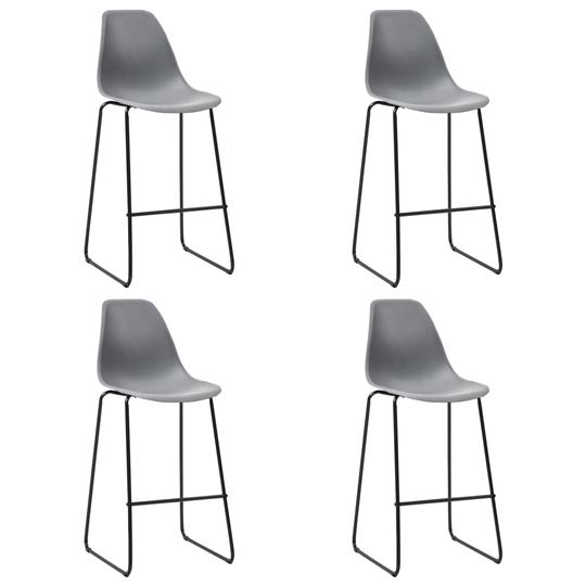 vidaXL 281504 Bar Stools 4 pcs Grey Plastic