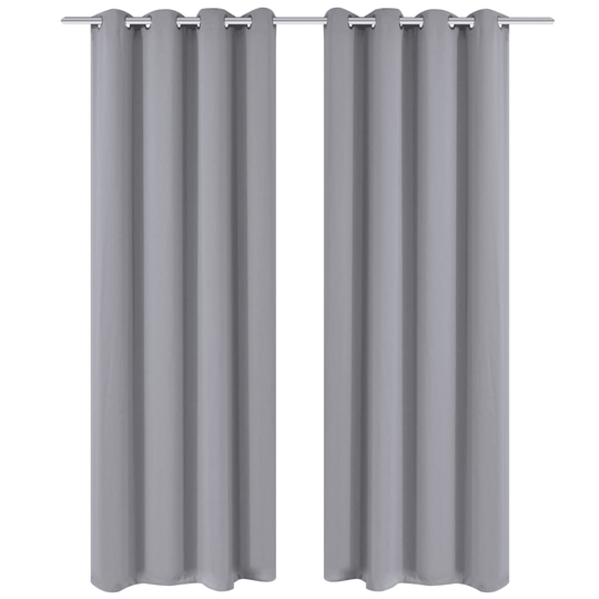 vidaXL Harmaat Pimennysverhot Metallirenkailla 2 kpl 135 x 245 cm