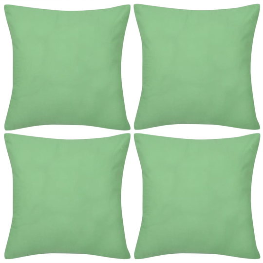 vidaXL Omenanvihreä Tyynynpäällinen 4 kpl Puuvilla 50 x 50 cm
