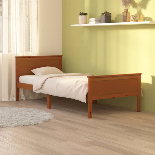 vidaXL Sängynrunko hunajanruskea täysi mänty 90x200 cm