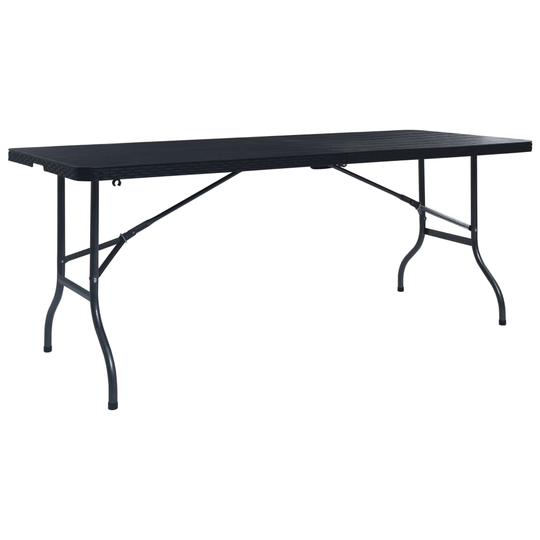 vidaXL Kokoontaittuva puutarhapöytä musta 180x75x72 cm HDPE