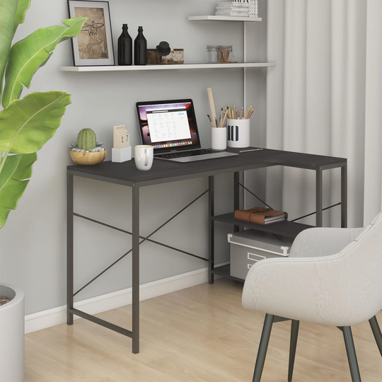 vidaXL Tietokonepöytä musta 110x72x70 cm lastulevy
