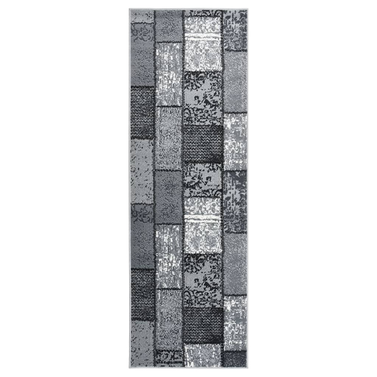 vidaXL Käytävämatto BCF harmaa laatikkokuviolla 80x250 cm
