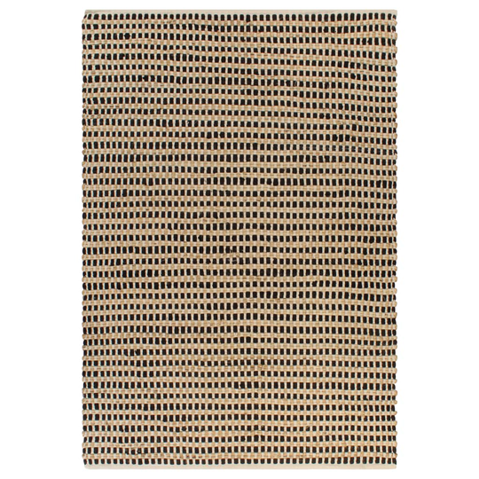 vidaXL Käsinkudottu juuttimatto 120x180 cm luonnollinen ja musta