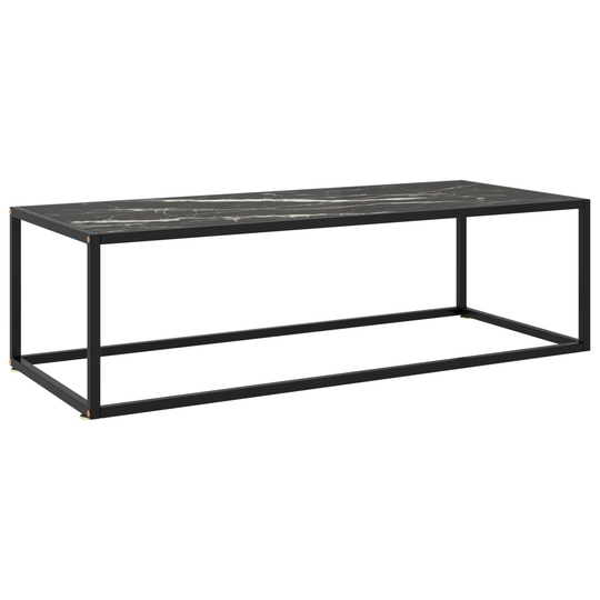 vidaXL Sohvapöytä musta mustalla marmorilasilla 120x50x35 cm
