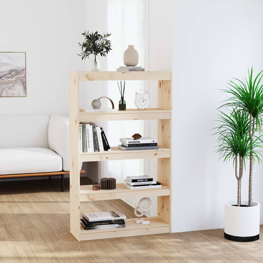 vidaXL Kirjahylly/tilanjakaja 80x30x135,5 cm täysi mänty