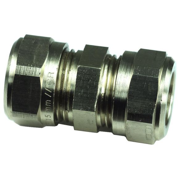 Gelia 3006111202 Kiristysrengasliitin suora, kupari-kupari, messinki 10 mm