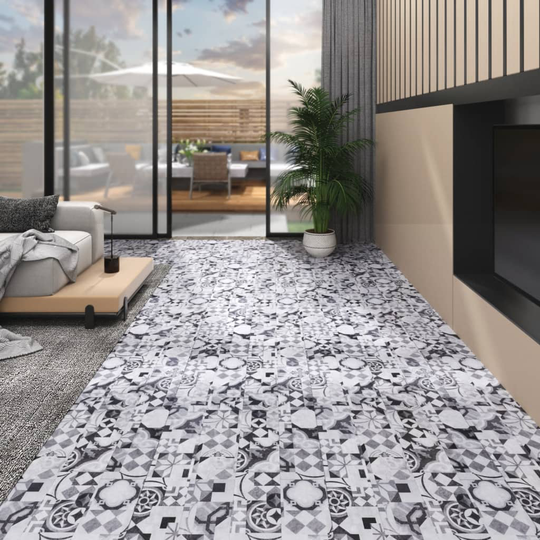 vidaXL PVC lattialankku ei-itsekiinnittyvä 5,26 m² 2 mm harmaa kuvio