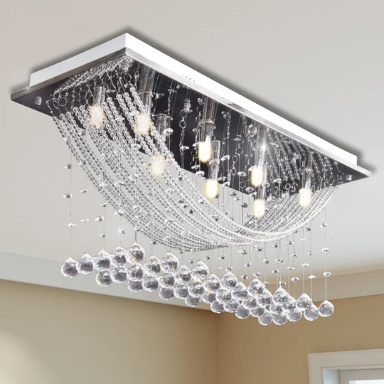 vidaXL Valkoinen kattovalaisin kimaltelevilla lasikristalleilla 8xG9 29cm