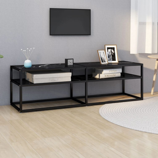 vidaXL TV-taso musta marmori 140x40x40,5 cm karkaistu lasi