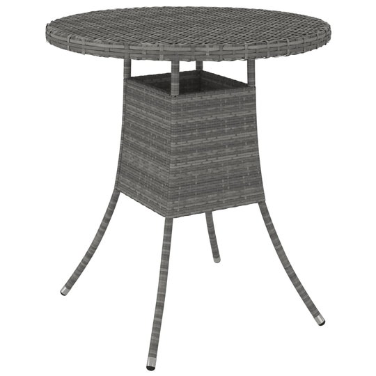 vidaXL Puutarhapöytä harmaa 70x70x73 cm polyrottinki