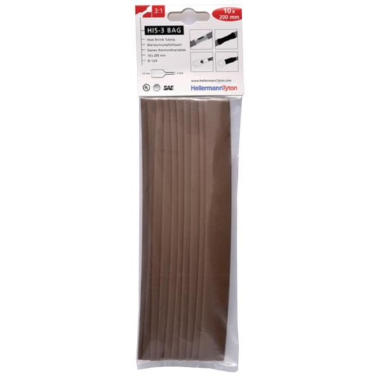 Hellermann Tyton HIS-3 Bag 12/4 Kutistesukka 12/4 x 200 mm, 10 kpl/pakkaus Ruskea