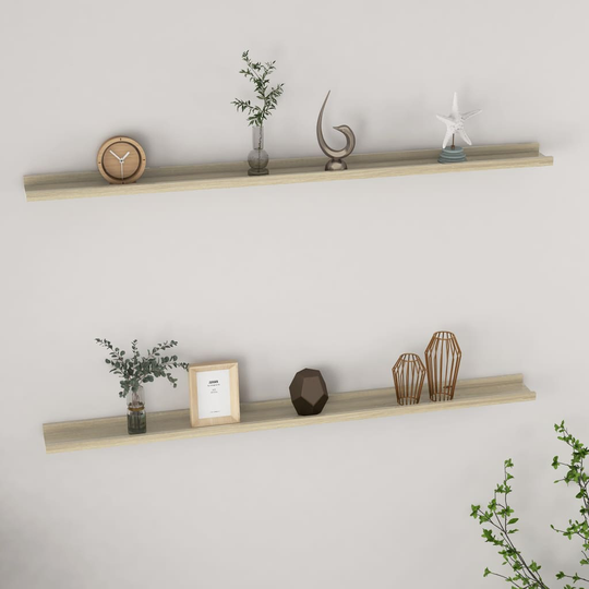 vidaXL Seinähyllyt 2 kpl Sonoma-tammi 115x9x3 cm