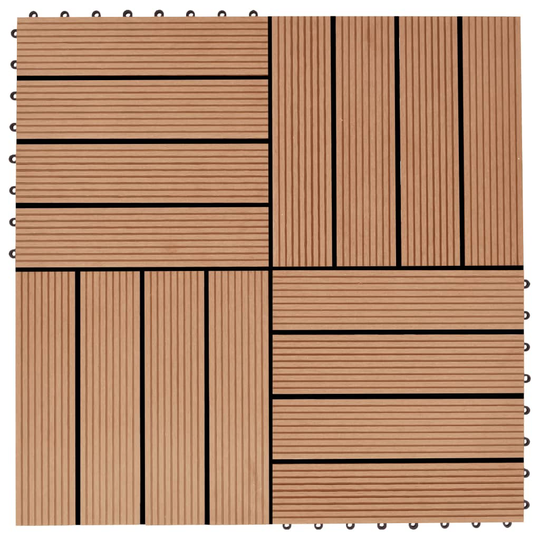 vidaXL Lattialaatat 22 kpl 30x30cm 2 m² puukomposiitti tiikinvärinen