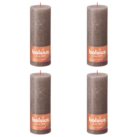 Bolsius Pilarikynttilät Shimmer 4kpl rustiikkinen 190x68mm harmaanrusk