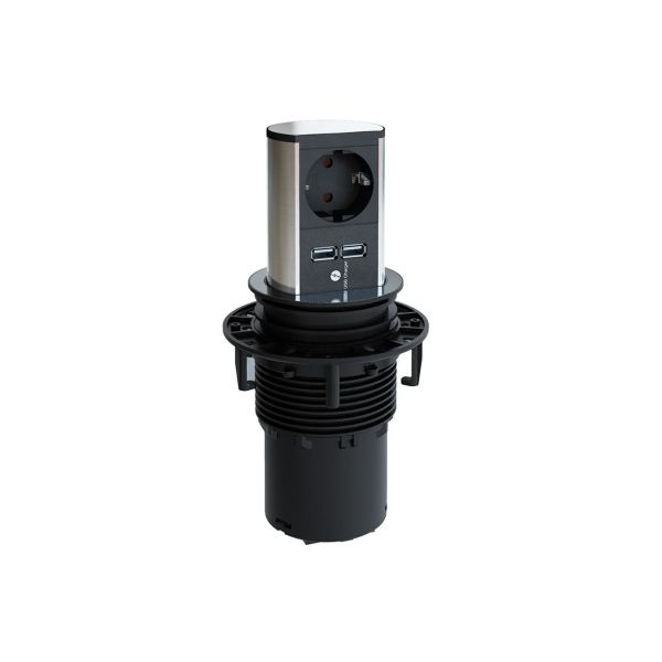 BACHMANN Popup Elevator Pistorasia nostettava ja laskettava 1 x suko, 2 x USB