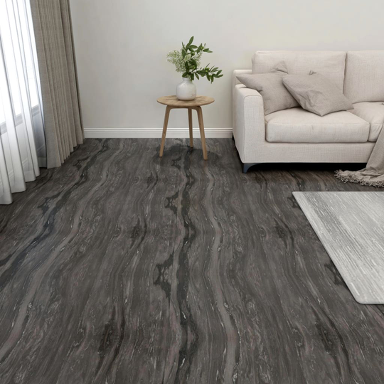 vidaXL Itsekiinnittyvä lattialankku 55 kpl PVC 5,11 m² tummanharmaa
