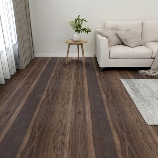 vidaXL Itsekiinnittyvä lattialankku 20 kpl PVC 1,86 m² tummanruskea