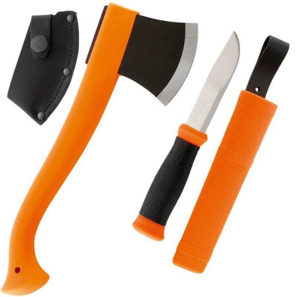 Morakniv Yxa + Allroundkniv 2000 Ulkoilusarja oranssi