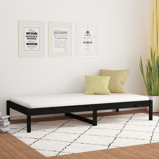 vidaXL Sohvasänky musta 90x200 cm täysi mänty