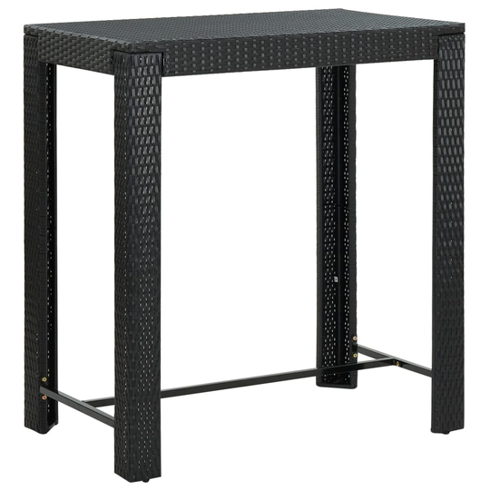vidaXL Puutarhan baaripöytä musta 100x60,5x110,5 cm polyrottinki