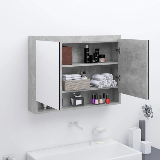 vidaXL LED kylpyhuoneen peilikaappi 80x15x60 cm MDF betoninharmaa
