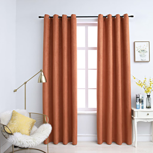 vidaXL Pimennysverhot metallirenkailla 2 kpl ruoste 140x225 cm