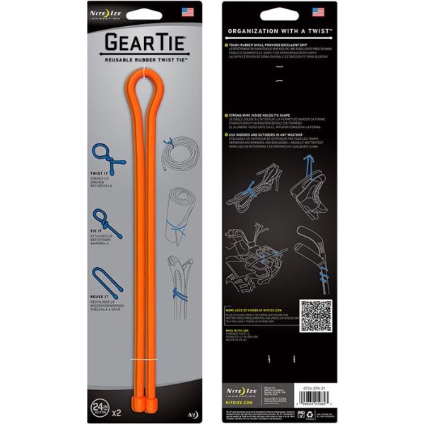 Nite Ize Gear Tie 24 Vaijeri 2 kpl:n pakkaus oranssi