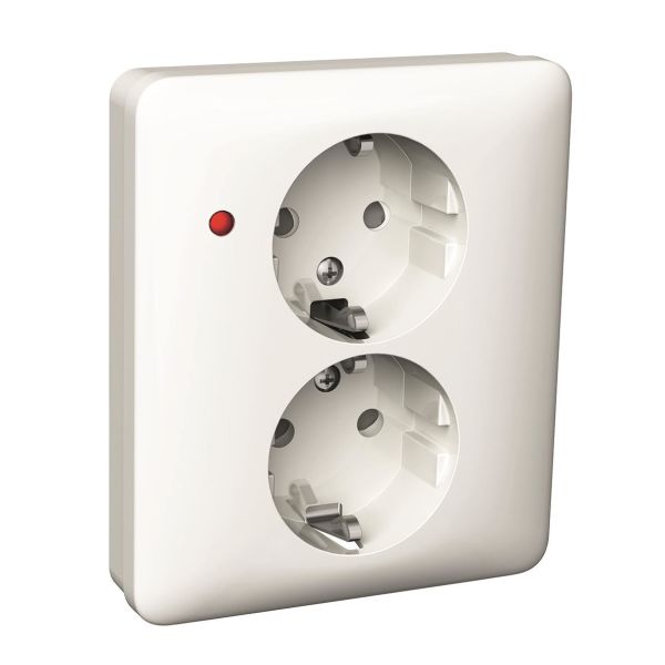 Schneider Electric WDE002198 Seinäpistorasia 2-osainen, maadoitettu, LED, valkoinen