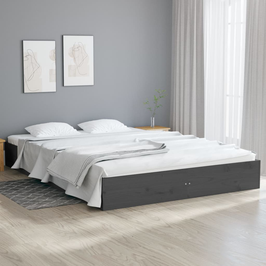 vidaXL Sängynrunko harmaa täysi mänty 150x200 cm 5FT King Size
