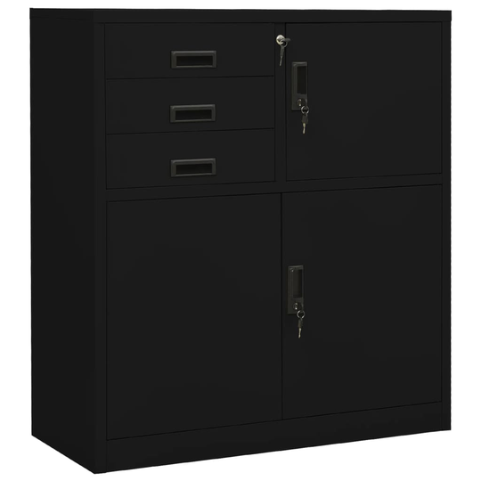 vidaXL Toimistokaappi musta 90x40x102 cm teräs
