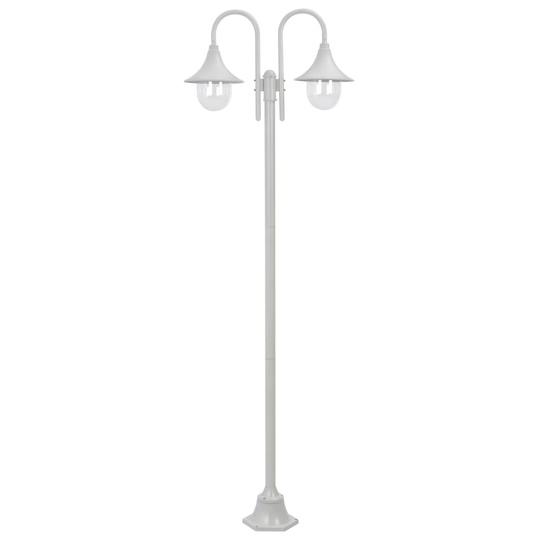 vidaXL Kaksilyhtyinen pylväsvalaisin puutarhaan E27 220 cm valkoinen