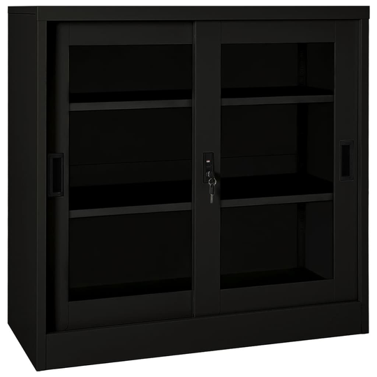 vidaXL Liukuovikaappi musta 90x40x90 cm teräs
