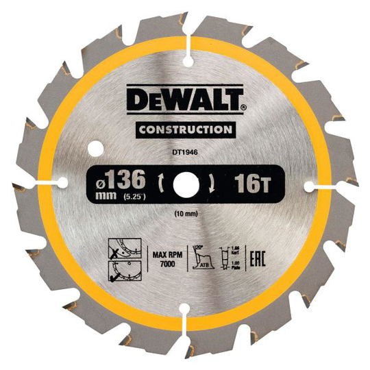 Dewalt DT1946-QZ Pyörösahanterä 136 x 10 mm, 16T