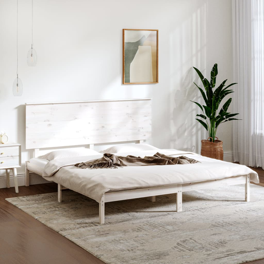 vidaXL Sängynrunko valkoinen täysi mänty 200x200 cm