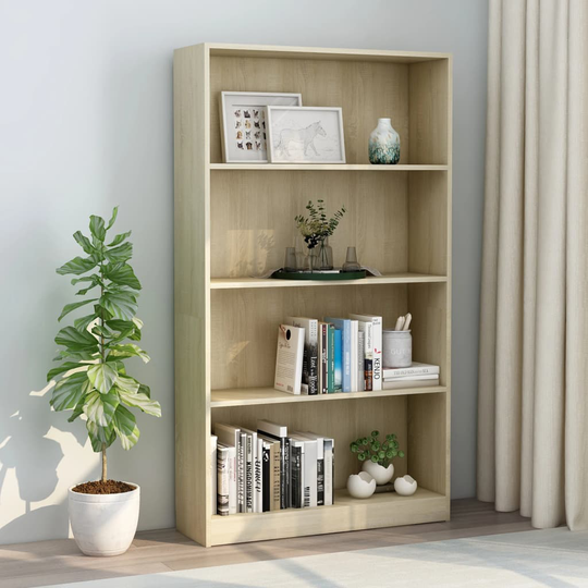 vidaXL 4-tasoinen kirjahylly Sonoma-tammi 80x24x142 cm lastulevy