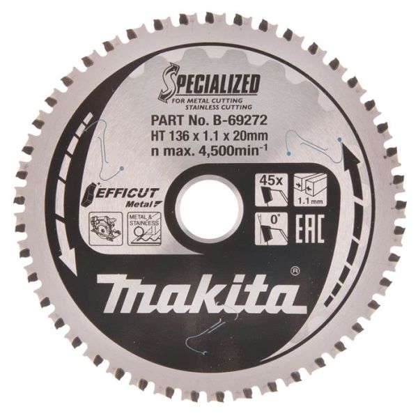 Makita B-69272 Pyörösahanterä 136 mm, ruostumattomalle metallille