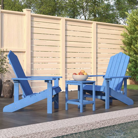 vidaXL Adirondack puutarhatuolit pöydällä HDPE vedensininen