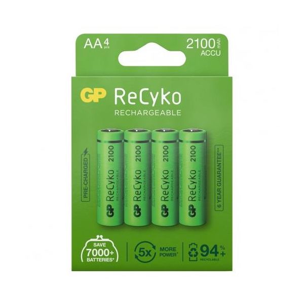GP Batteries ReCyko 2100 Ladattavat paristot AA, 4-pakkaus