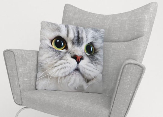 Koristetyynyliina GRAY CAT 50x50 cm