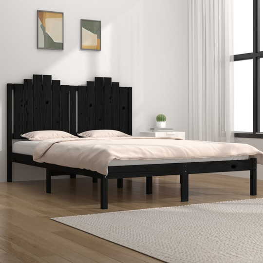 vidaXL Sängynrunko musta täysi mänty 200x200 cm