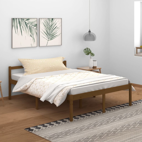 vidaXL Sängynrunko hunajanruskea täysi mänty 150x200 cm 5FT King